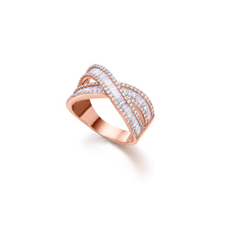 Anillo oro rosa y diamantes